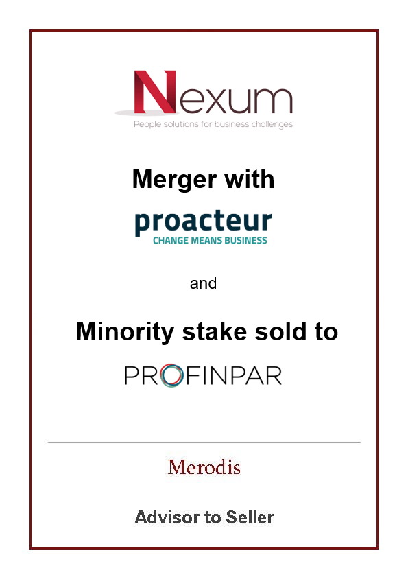 Merodis advises Nexum’s merger with Proacteur with the support of Profinpar, a new minority shareholder
