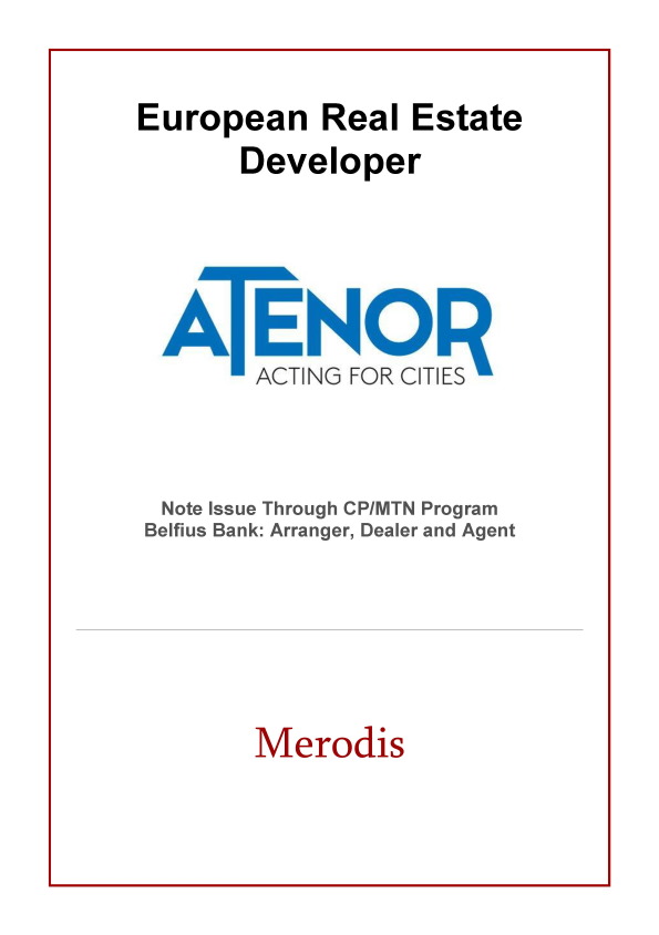 Merodis acts as Arranger in the private placement of a EUR5m 5Y Note for Atenor
