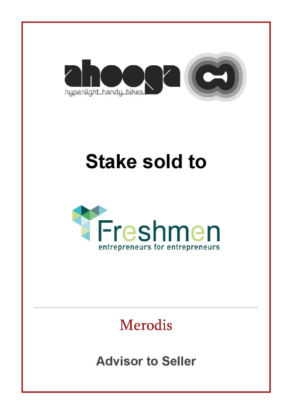 Merodis advises Ahooga's shareholders on the sale of an equity stake to Freshmen